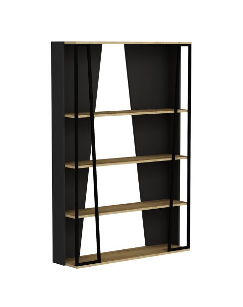 Bibliothèque Lissa anthracite/noir - 123.6x32x179.6 cm