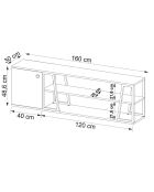 Meuble TV Lissa Dolapli chêne/blanc - 160x30x48.6 cm
