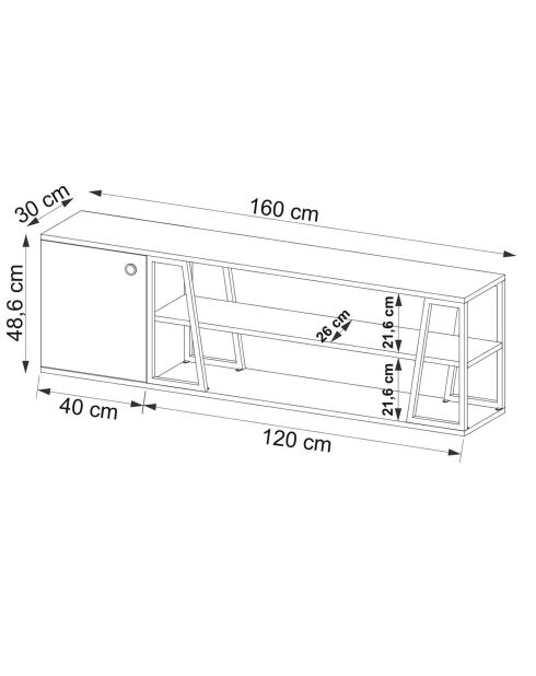 Meuble TV Lissa Dolapli chêne/blanc - 160x30x48.6 cm