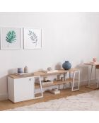 Meuble TV Lissa Dolapli chêne/blanc - 160x30x48.6 cm