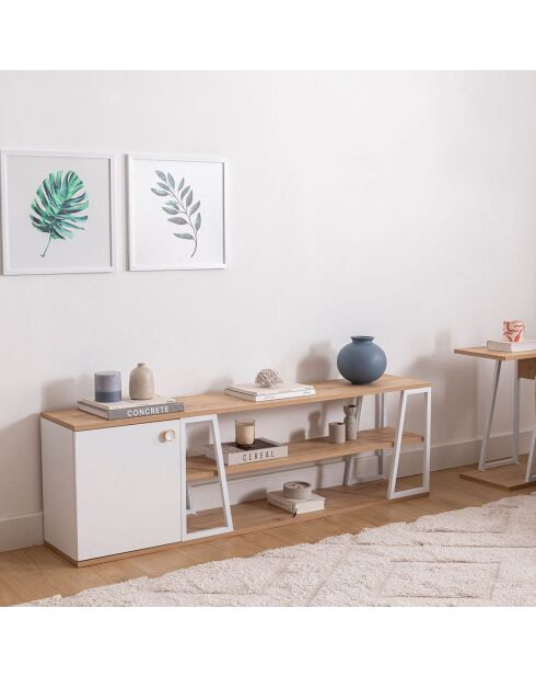 Meuble TV Lissa Dolapli chêne/blanc - 160x30x48.6 cm
