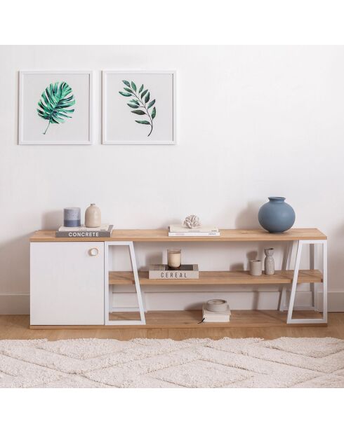 Meuble TV Lissa Dolapli chêne/blanc - 160x30x48.6 cm