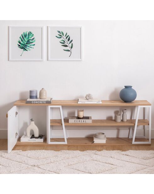 Meuble TV Lissa Dolapli chêne/blanc - 160x30x48.6 cm