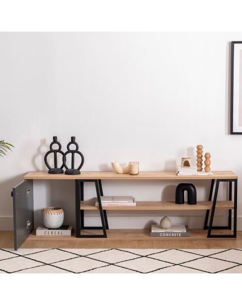 Meuble TV Lissa Dolapli chêne/noir - 160x30x48.6 cm