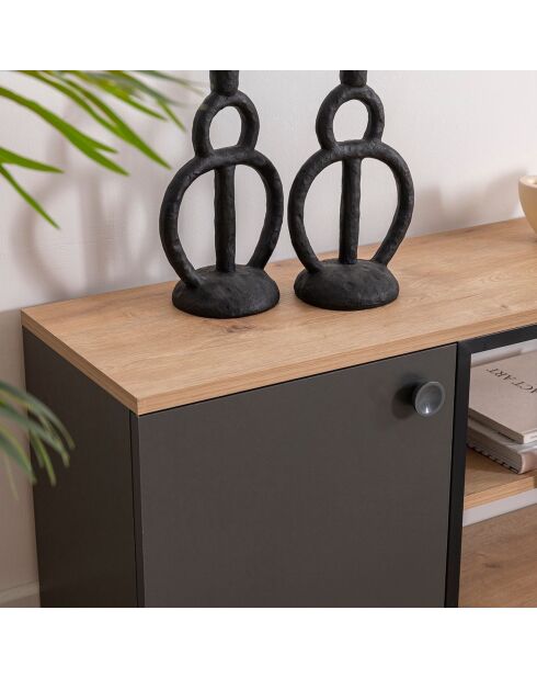 Meuble TV Lissa Dolapli chêne/noir - 160x30x48.6 cm