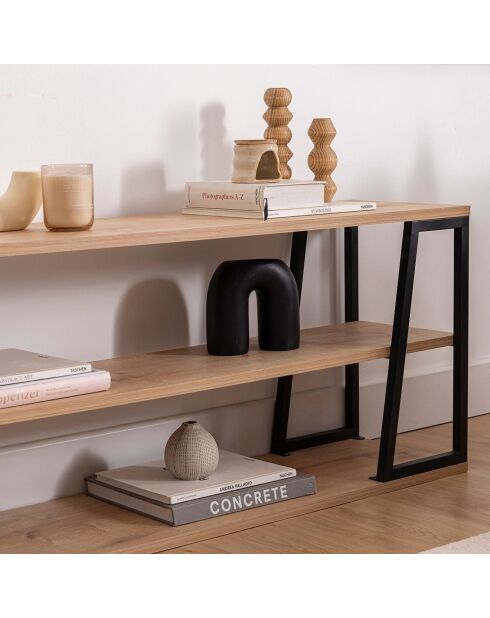 Meuble TV Lissa Dolapli chêne/noir - 160x30x48.6 cm