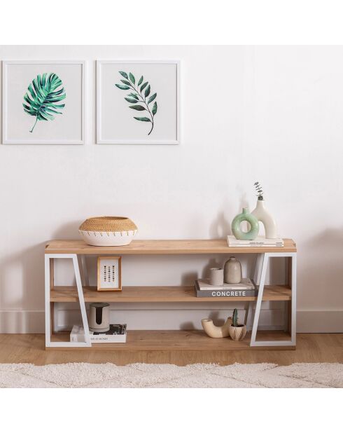 Meuble TV Lissa Rafli chêne/blanc - 123.6x30x48.6 cm
