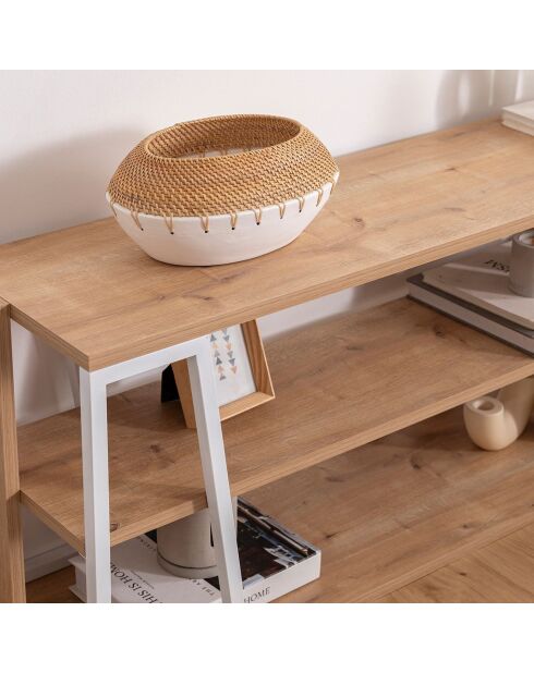 Meuble TV Lissa Rafli chêne/blanc - 123.6x30x48.6 cm