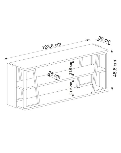 Meuble TV Lissa Rafli chêne/noir - 123.6x30x48.6 cm