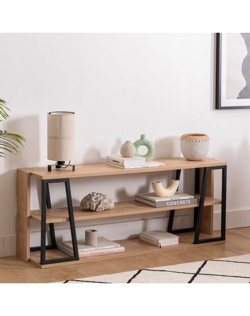 Meuble TV Lissa Rafli chêne/noir - 123.6x30x48.6 cm