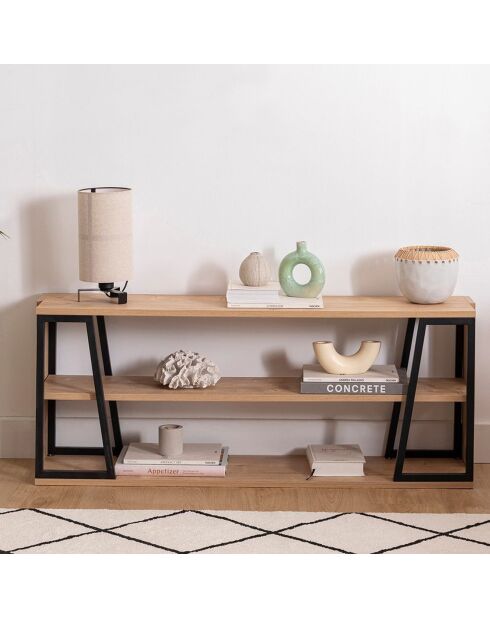 Meuble TV Lissa Rafli chêne/noir - 123.6x30x48.6 cm