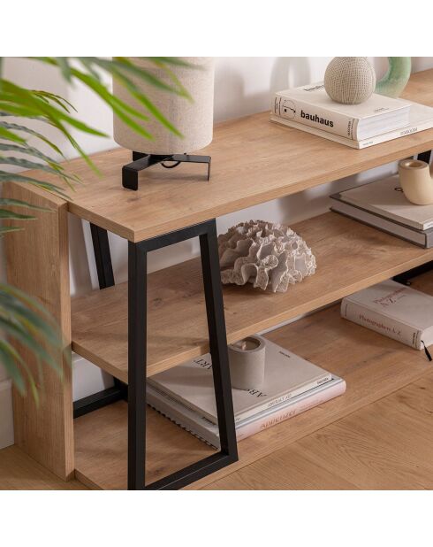 Meuble TV Lissa Rafli chêne/noir - 123.6x30x48.6 cm