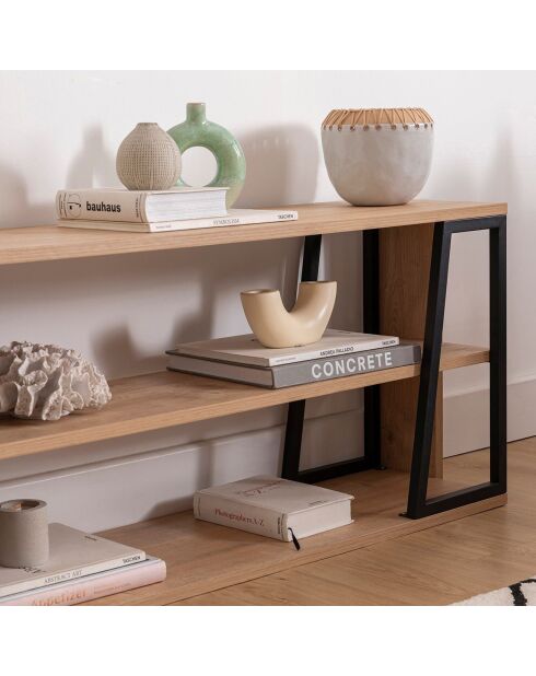 Meuble TV Lissa Rafli chêne/noir - 123.6x30x48.6 cm