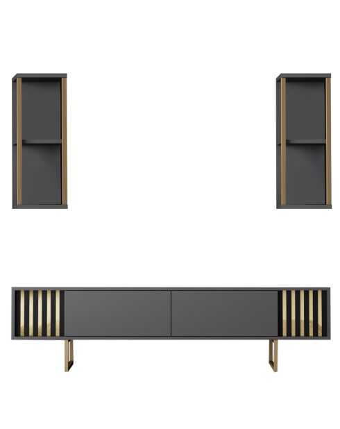 Meuble TV Ligne noir/anthracite - 180x30x48 cm