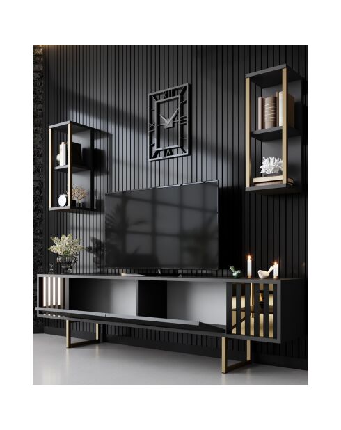 Meuble TV Ligne noir/anthracite - 180x30x48 cm