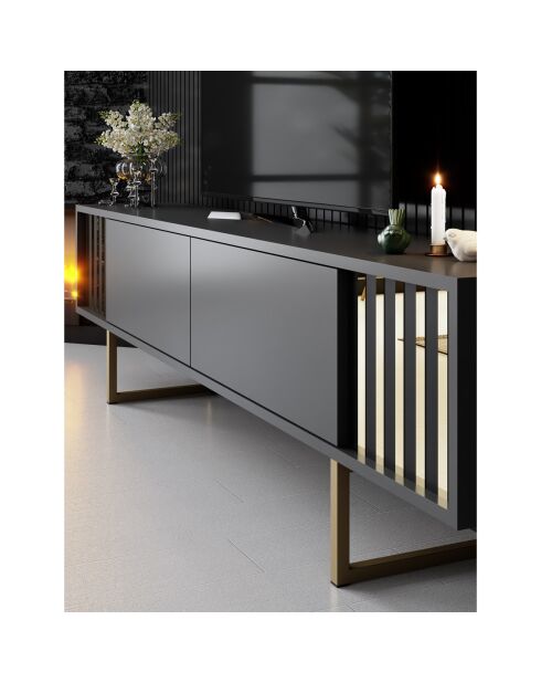 Meuble TV Ligne noir/anthracite - 180x30x48 cm