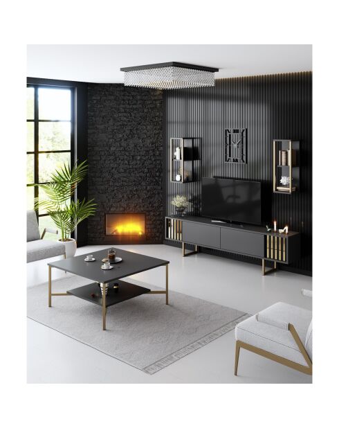 Meuble TV Ligne noir/anthracite - 180x30x48 cm