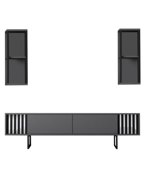 Meuble TV Ligne noir/anthracite -  180x30x48 cm