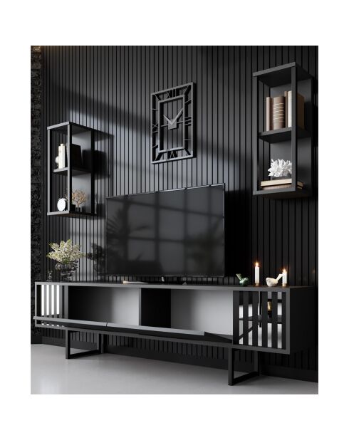 Tv-meubel zwart/antraciet lijn - 180x30x48 cm