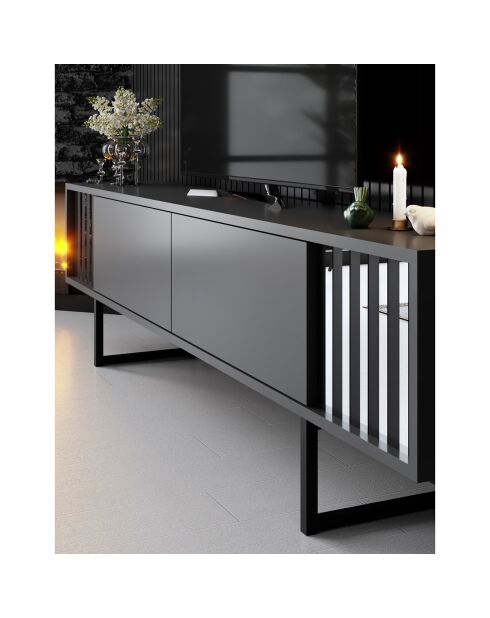 Tv-meubel zwart/antraciet lijn - 180x30x48 cm