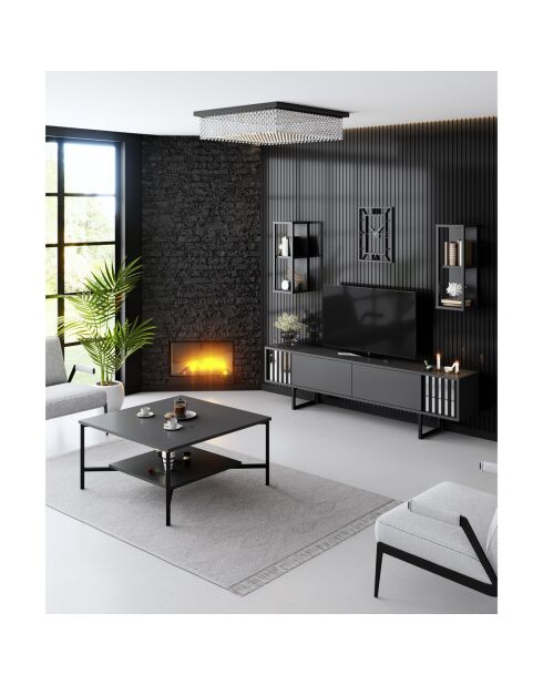 Tv-meubel zwart/antraciet lijn - 180x30x48 cm