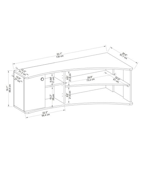 Meuble TV Termera pin/anthracite - 48.6x135x67.7 cm