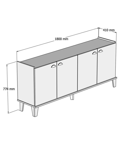 Console Sumer H3020 chêne/blanc - 180x77.8x41 cm