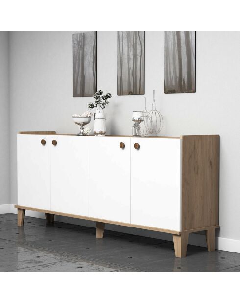 Console Sumer H3020 chêne/blanc - 180x77.8x41 cm