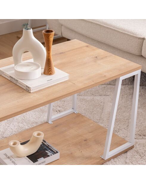 Table basse Lissa chêne/blanc - 120x50x48.6 cm