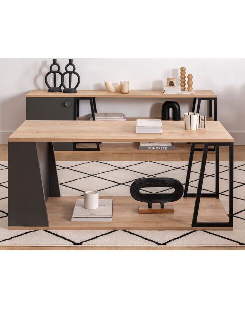 Table basse Lissa chêne/noir - 120x50x48.6 cm