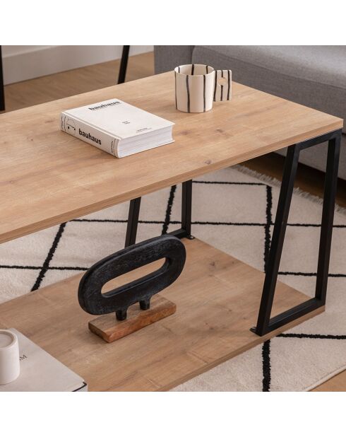 Table basse Lissa chêne/noir - 120x50x48.6 cm