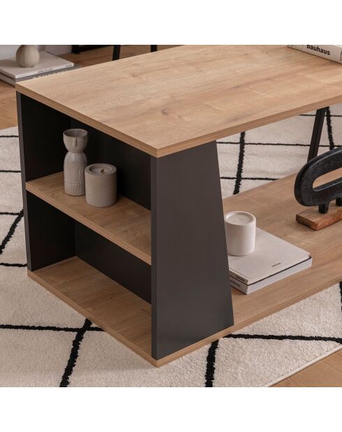 Table basse Lissa chêne/noir - 120x50x48.6 cm