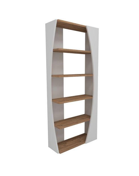 Étagère à livres Selge pin/blanc - 150x63.6x23.8 cm
