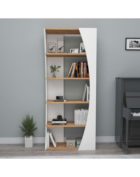 Étagère à livres Selge pin/blanc - 150x63.6x23.8 cm