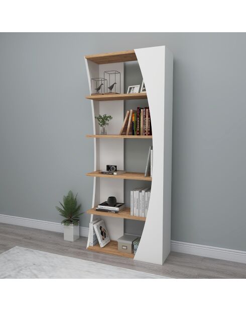 Étagère à livres Selge pin/blanc - 150x63.6x23.8 cm