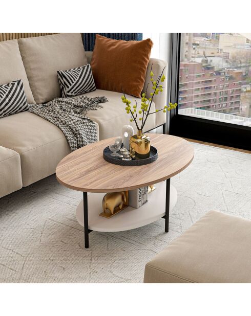 Élis salontafel eiken/wit - 90x36x60 cm