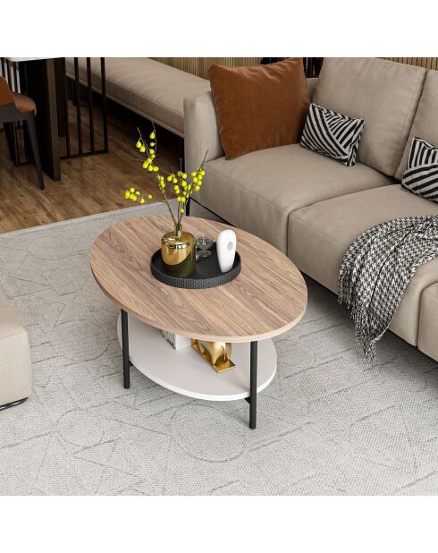 Élis salontafel eiken/wit - 90x36x60 cm