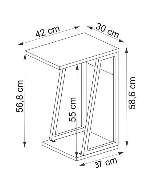 Table d'appoint Lissa chêne/blanc - 30x42x56.8 cm
