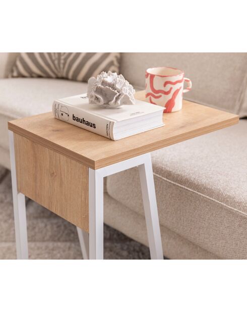 Table d'appoint Lissa chêne/blanc - 30x42x56.8 cm