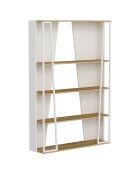 Bibliothèque Lissa chêne/anthracite/blanc - 123.6x32x179.6 cm