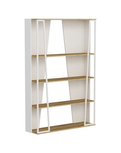Bibliothèque Lissa chêne/anthracite/blanc - 123.6x32x179.6 cm