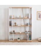 Bibliothèque Lissa chêne/anthracite/blanc - 123.6x32x179.6 cm