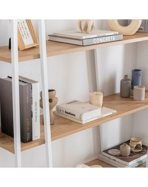 Bibliothèque Lissa chêne/anthracite/blanc - 123.6x32x179.6 cm