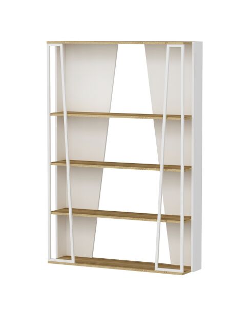 Bibliothèque Lissa chêne/anthracite/blanc - 123.6x32x179.6 cm