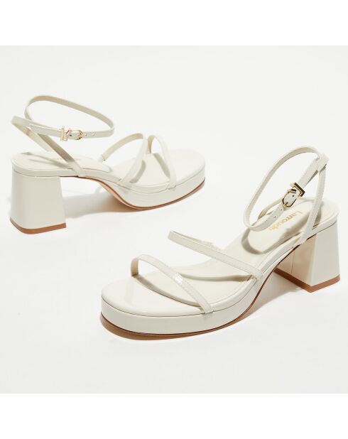 Sandales en Cuir verni Gio écrues - Talon 6 cm