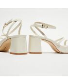Sandales en Cuir verni Gio écrues - Talon 6 cm