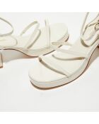 Sandales en Cuir verni Gio écrues - Talon 6 cm