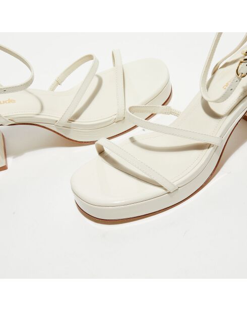 Sandales en Cuir verni Gio écrues - Talon 6 cm