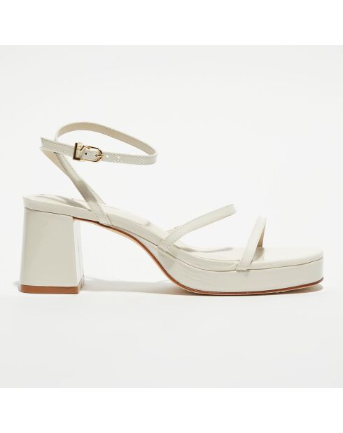 Sandales en Cuir verni Gio écrues - Talon 6 cm