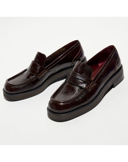 Mocassins en Cuir vernis Pino marron foncé bordeaux